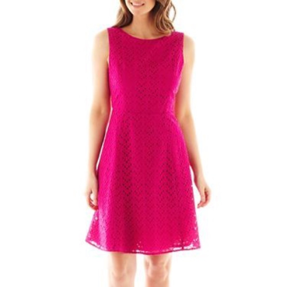 Liz Claiborne Magenta Eyelet Dress